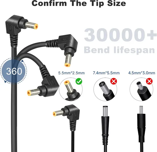 Miniatura 4 de Cable de alimentación de 19 V compatible con Asus VG278 VL278H VG278Q VG279 VG245 VX238H VX239H VX248 MS226H LS246H LS248H MZ279HL LCD Asus 27 25 24