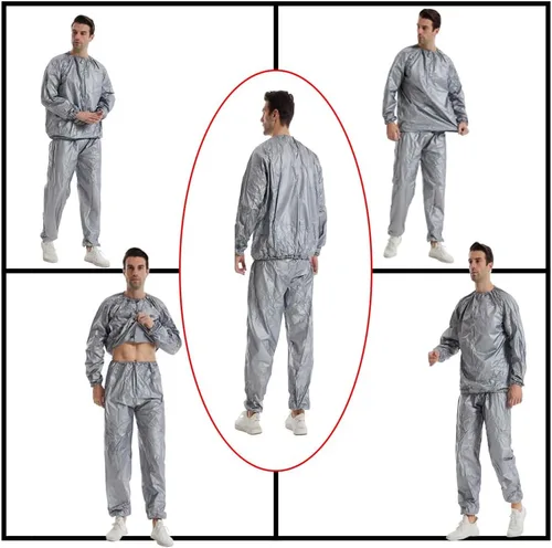 Miniatura 4 de DawnBreak Sauna Sweat Suit for Women/Men Exercise Weight Loss Gym Fitness Workout Plateado