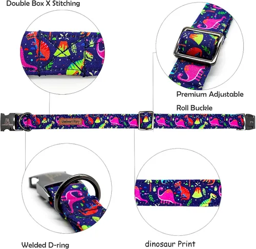 Miniatura 2 de Lionheart glory Collar de perro, Collar de perro azul Collar de perro para niños Collar ajustable de dinosaurio para perros pequeños Regalo