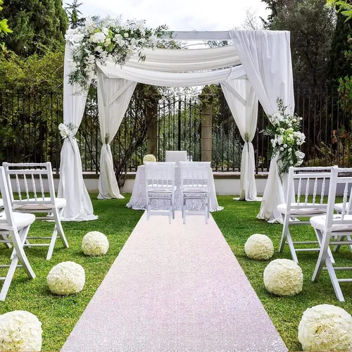 Miniatura 7 de ShiDianYi Camino de pasillo azul para boda, 15 x 2 pies, moderno, tela de malla con lentejuelas y purpurina azul bebé con lentejuelas