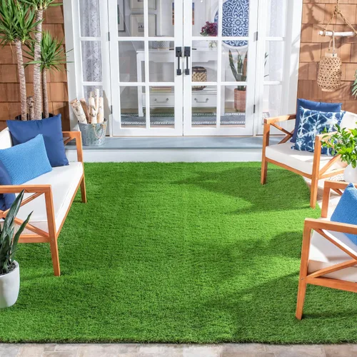 Miniatura 3 de SAFAVIEH Vista Collection - Alfombra de área de 3 pies 3 pulgadas x 8 pies, verde, hecha a mano, hierba sintética, para interiores y exteriores