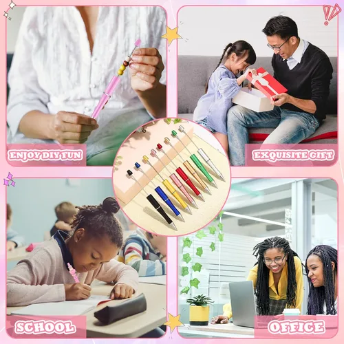Miniatura 3 de Kosiz 300 bolígrafos con cuentas de plástico surtido, bolígrafo de tinta negra para hacer bricolaje, niños, estudiantes, oficina, suministros