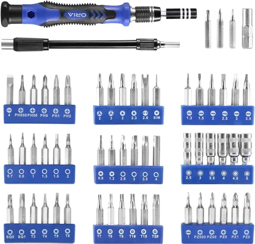 Miniatura 2 de ORIA - Juego de destornilladores de precisión, kit 86 en 1 de herramientas de reparación con 57 brocas, bolsa portátil para teléfono celular