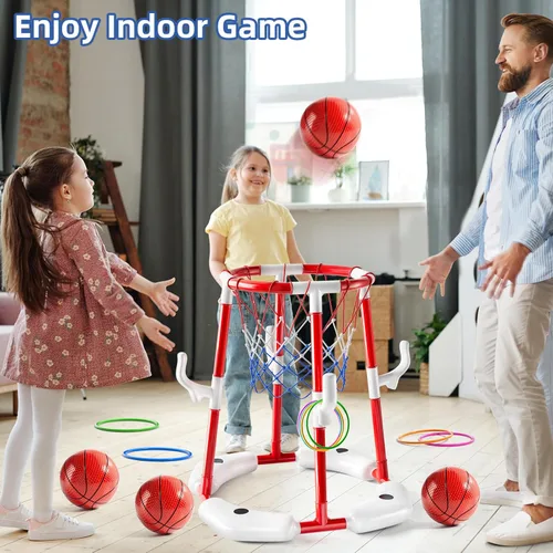 Miniatura 4 de JUKUDAHU Juguete de aro de baloncesto para piscina para niños de 2, 3, 4, 5, 6 años, juguetes flotantes de baloncesto para piscina con bomba de aire