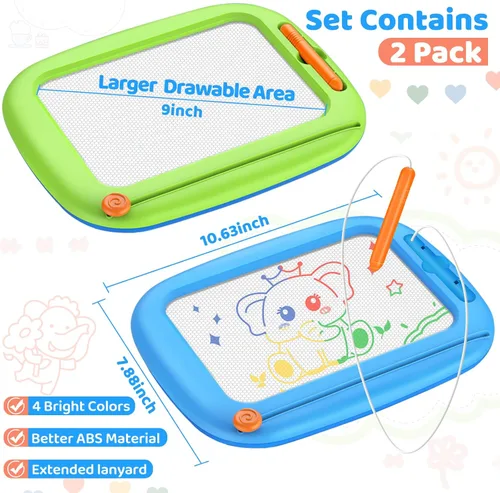 Miniatura 2 de Paquete de 2 tableros de dibujo magnéticos, juguetes para niños pequeños de 1-2 y 2-3 años, almohadilla de aprendizaje y educativa para escribir