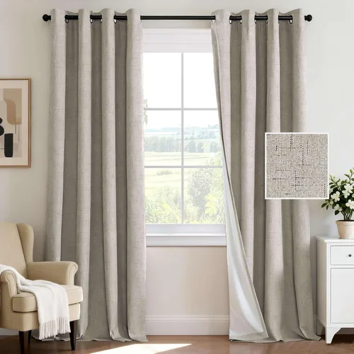 Miniatura 63 de H.VERSAILTEX - Cortina opaca 100 % de lino de 108 pulgadas de largo para dormitorio, con aislamiento térmico, lino texturizado, ahorro de energía