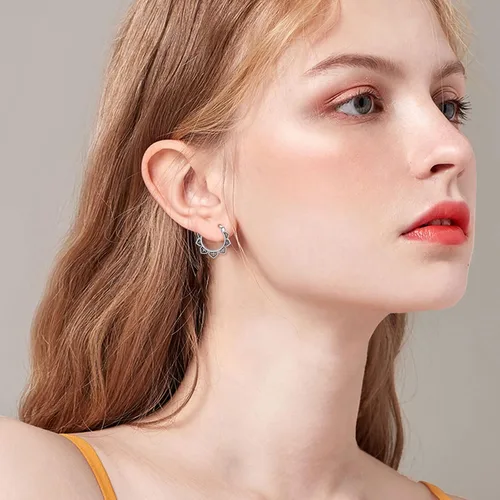 Miniatura 2 de Aretes de aro de plata de ley 925, estilo bohemio, joyería de regalo para mujeres y niñas