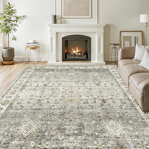 Miniatura 13 de Alfombra de pasillo lavable de 2 x 6 pies - Alfombras de cocina con respaldo antideslizante vintage suave estilo granja, alfombra de entrada