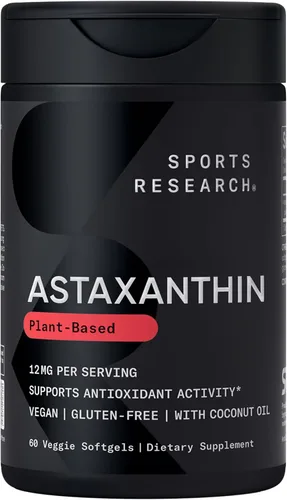 Astaxanthin (0,0004 oz) con aceite de coco orgánico; sin gmo, verificado y vegano, potente antioxidante natural para ayudar a las articulaciones,