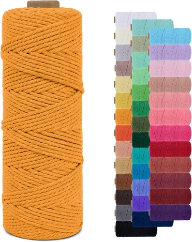 Miniatura 34 de Cuerda de macramé de 0.079 in para 219 yardas, cuerda de algodón natural para manualidades, hilo de cuerda de macramé de colores para colgar
