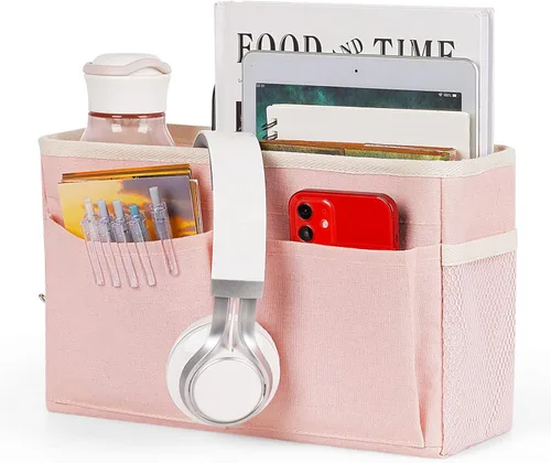 Miniatura 8 de Organizador de Mesita de Noche Cesta de Almacenamiento Colgante para Mesita de Noche Organizador de Cama para Cabeceros Literas Dormitorios