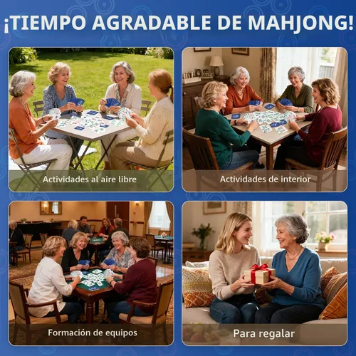 Miniatura 6 de 166 cartas Mahjong - Material de PVC impermeable y antideslizante, fuente grande para una fácil lectura, duradero y portátil, ideal
