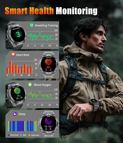 Miniatura 5 de LIGE Reloj inteligente para hombre, pantalla AMOLED de 1.6 pulgadas, batería de 600 mAh, relojes inteligentes impermeables de 5 ATM