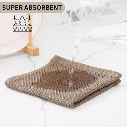 Miniatura 536 de Kitinjoy - Paños de cocina de 100 % algodón, tela de tejido gofrado, paño de limpieza ultrasuave, absorbente y de secado rápido. Beige