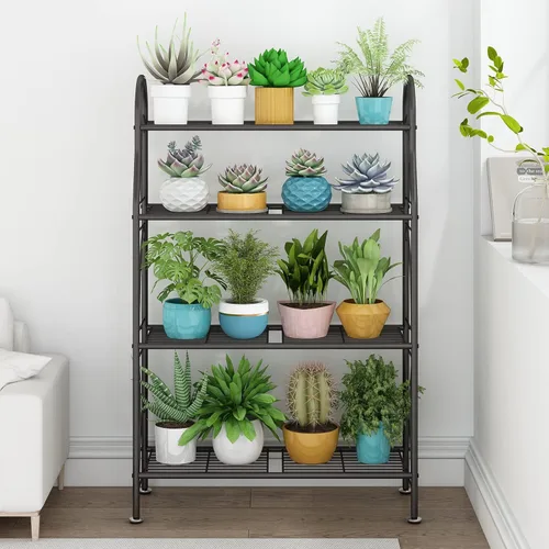 Miniatura 2 de SORCEDAS Soporte para plantas para interiores y exteriores, estante colgante de esquina de 3 niveles de alto, soportes de metal para flores, soporte