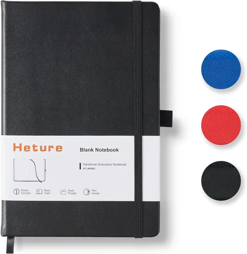 Miniatura 10 de Heture Cuadernos de tapa dura, cuadernos rayados A5 para escribir 160 páginas, 8.2 x 5.5 pulgadas, cuadernos clásicos rayados para Negro