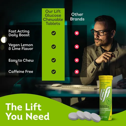 Miniatura 5 de Lift Glucosa, tabletas energéticas masticables de glucosa de acción rápida, limón y lima, tubo de 10 unidades (paquete de 12)