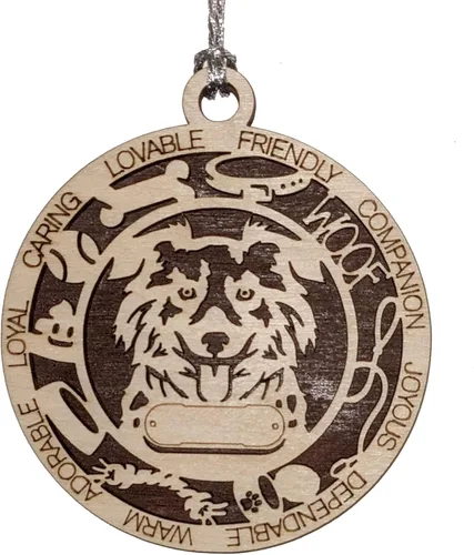 Miniatura 32 de Adorno de Navidad personalizado de madera para perro de 3 pulgadas, nombre y texto personalizables, hecho a mano en Estados Unidos, diseño de corte