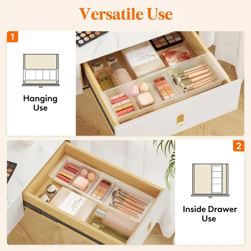Miniatura 6 de Lifewit Bandejas organizadoras de cajones de maquillaje deslizantes con insertos, divisor de cajón de escritorio extensible colgante, se adapta a