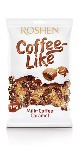Miniatura 3 de Roshen Caramelo de caramelo con relleno de café lechoso, Kosher y Halal, deliciosos dulces sabrosos a granel 2.204lb/1kg