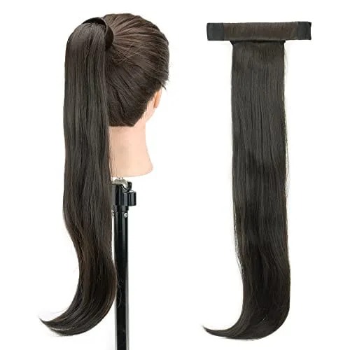 Miniatura 7 de IMISSU Novelly Design - Extensión de cabello largo y ondulado con cola de caballo con diadema flexible (rubio oscuro)