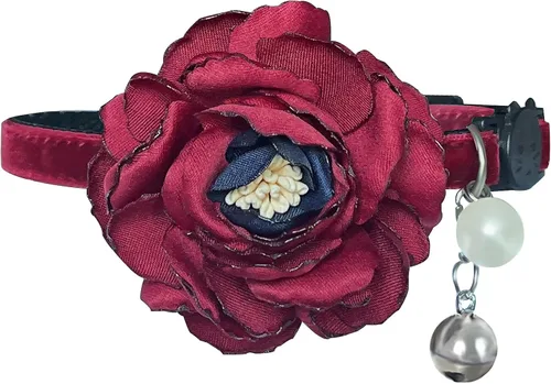 Miniatura 5 de Collares de gato Fupo morados para niñas, collar de gatito separable con campana y flores 2-Púrpura