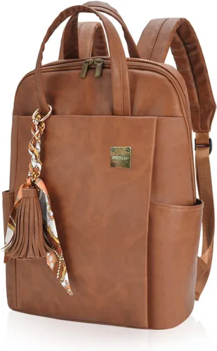 Miniatura 10 de Mochila para laptop para mujer, delgada de viaje, bolsa para computadora portátil de hasta 15.6 pulgadas, ligera, tamaño mediano, bolsa de trabajo