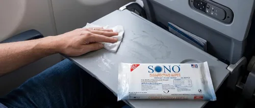 Miniatura 3 de SONO Toallitas desinfectantes, 60 unidades (paquete de 3) + desinfectante, tamaño de viaje, sin alcohol, sin blanqueador, limpieza de grado médico