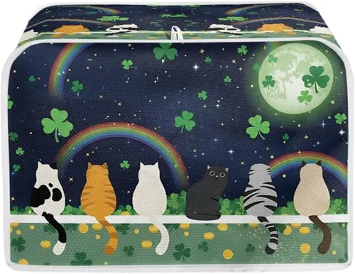 Miniatura 19 de Daisy Print 2 Slice Tostador Cover White Anti-Sputtering Pan Tostador Cover Cover Cover Dust Cover Pequeño Protector Lavable Electrodomésticos