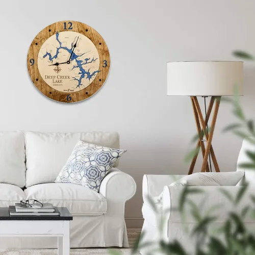 Miniatura 9 de Sea & Soul Deep Creek Lake - Reloj de pared de madera de 24 pulgadas, fabricado con orgullo en los Estados Unidos, arte de cartas náuticas, regalos