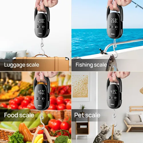 Miniatura 7 de Meilen Báscula de peso para equipaje, báscula digital de pesca de 110 libras110.2 lbs con colgante portátil, báscula de equipaje de maleta