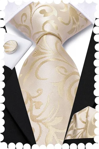 Miniatura 293 de Hi-Tie Corbatas de seda para hombre, diseño de cachemira a rayas, con bolsillo, gemelos cuadrados, conjunto formal de negocios
