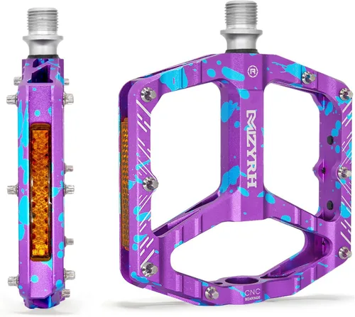 Miniatura 10 de MZYRH Pedales de bicicleta de montaña, pedales MTB, 9/16 pulgadas, antideslizantes, ligeros, de aleación de aluminio, pedales de bicicleta