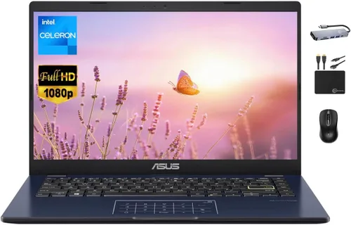 ASUS Vivobook Ultrathin Go Laptop 2024, pantalla FHD de 14 pulgadas, Intel Celeron N4500 de doble núcleo (hasta 2.80 GHz), 4 GB de RAM, 128 GB (64