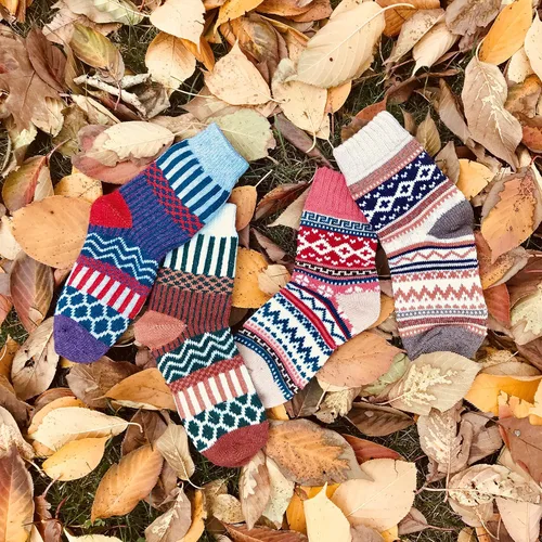 Miniatura 2 de JOYCA & Co. - 3-5 pares de calcetines de invierno gruesos de algodón de lana abrigada para mujer