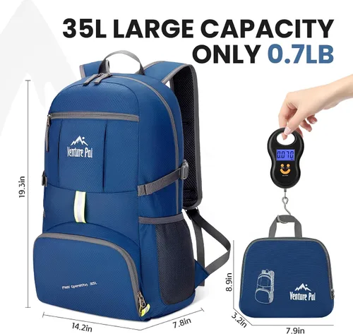 Miniatura 4 de Venture Pal 35L Ultraligero Ligero Plegable Plegable Viaje Camping Senderismo Deportes al aire libre Mochila Daypack