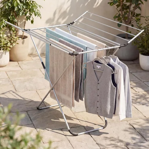 Miniatura 2 de GOFLAME Clothes Drying Rack, Laundry Drying Rack with 2 Foldable Wings, 14 Drying Rods, Free-Standing Collapsible Laundry Airer for Clothes, Towels