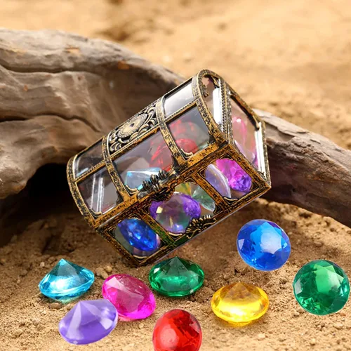 Miniatura 3 de XIJUAN Juguetes de buceo de gemas para piscina, juguetes de arena, cofre del tesoro de diamantes de 14 colores, juego de verano de buceo pirata
