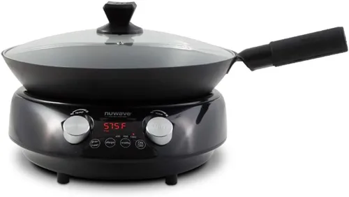 Wok de inducción Nuwave Mosaic, controles de temperatura precisos de 100 °F a 575 °F en 5 °F, Wok Hei, infunde aroma y sabor carbonizados complejos,