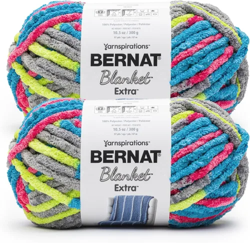 Miniatura 14 de Bernat - Estambre para mantas Extra Negro, 2 paquetes de 300g/10.5 onzas, poliéster, #7, jumbo, tejido de punto/ganchillo