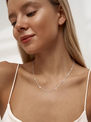 Miniatura 7 de MBW Collar de cadena de clip de plata para mujer, delicado collar de gargantilla de plata de ley para mujer, collar de eslabones simples, largos