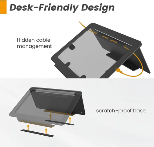 Miniatura 7 de Soporte de escritorio para tableta, todo de metal ergonómico 30 con bloqueo de cable de seguridad para oficina, mostrador de puntos de venta