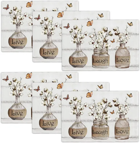 Miniatura 28 de Juego de 4 manteles individuales con diseño de flores y rosas, manteles individuales lavables para decoración del hogar, fiesta, interior, cocina