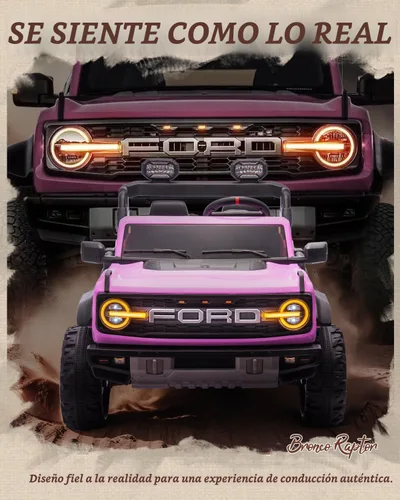 Miniatura 3 de First Ride On 24V juguetes de paseo para niños grandes, vehículos de paseo con licencia Ford Bronco Raptor de 2 plazas con control remoto, camión