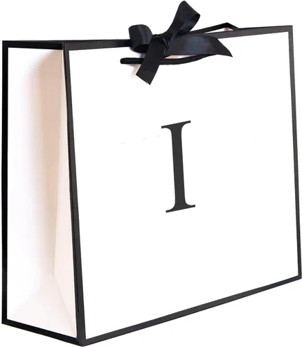 Miniatura 19 de QLSKO - Bolsa de regalo inicial con lazo de cinta, bolsa de papel horizontal personalizada, bolsa de regalo con monograma para cumpleaños