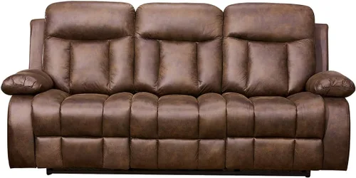 Miniatura 3 de Betsy Furniture Juego de sillón reclinable de tela de microfibra en color marrón, sofá biplaza silla, almohada, respaldo y reposabrazos 8028