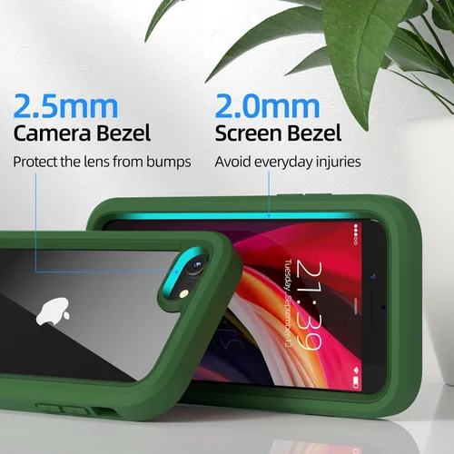 Miniatura 6 de WXR Funda para iPhone SE 2022/2020, iPhone 8/7/6S/6, parachoques de silicona suave y parte trasera e interior de policarbonato duro transparente
