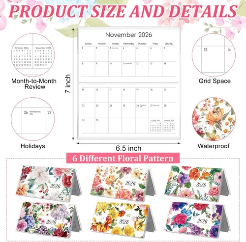 Miniatura 2 de ReliThick 6 piezas de calendario de bolsillo 2026 para bolso, planificador mensual, cuaderno de bolsillo pequeño, diario, bloc de notas, regalo