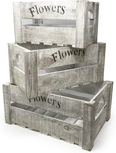 Miniatura 7 de allgala Juego de 3 cajas de madera para maceteros para macetas - Decoración interior y exterior - Cajas de exhibición de almacenamiento