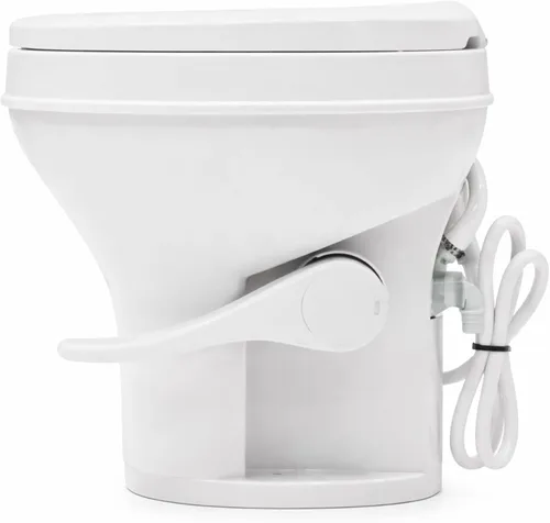 Miniatura 3 de SEAFLO Inodoro de altura residencial para cámper o caravana con accesorio rociador, altura estándar de 18.5 pulgadas, sistema de descarga por
